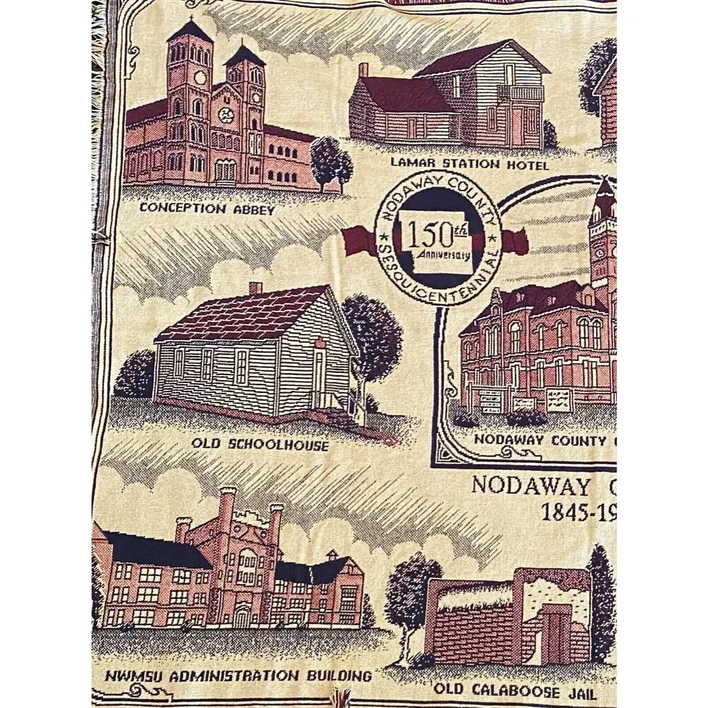 Nodaway County 150th Anniversary Historic Wall Hanging Throw/Blanket/Tapestry